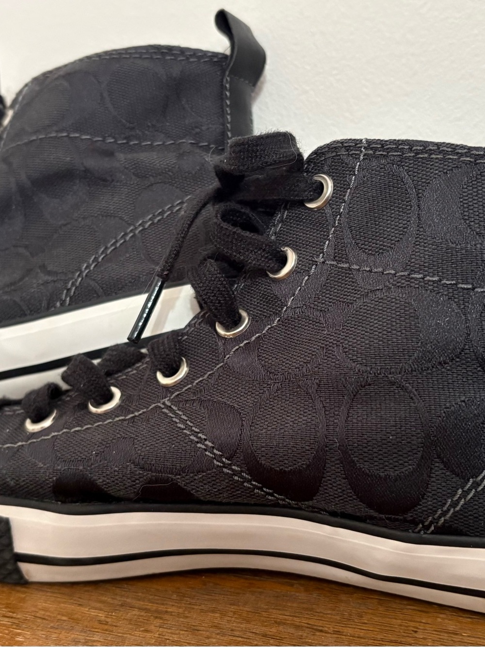 Coach Black Signature High-Top Sneaker Size 8